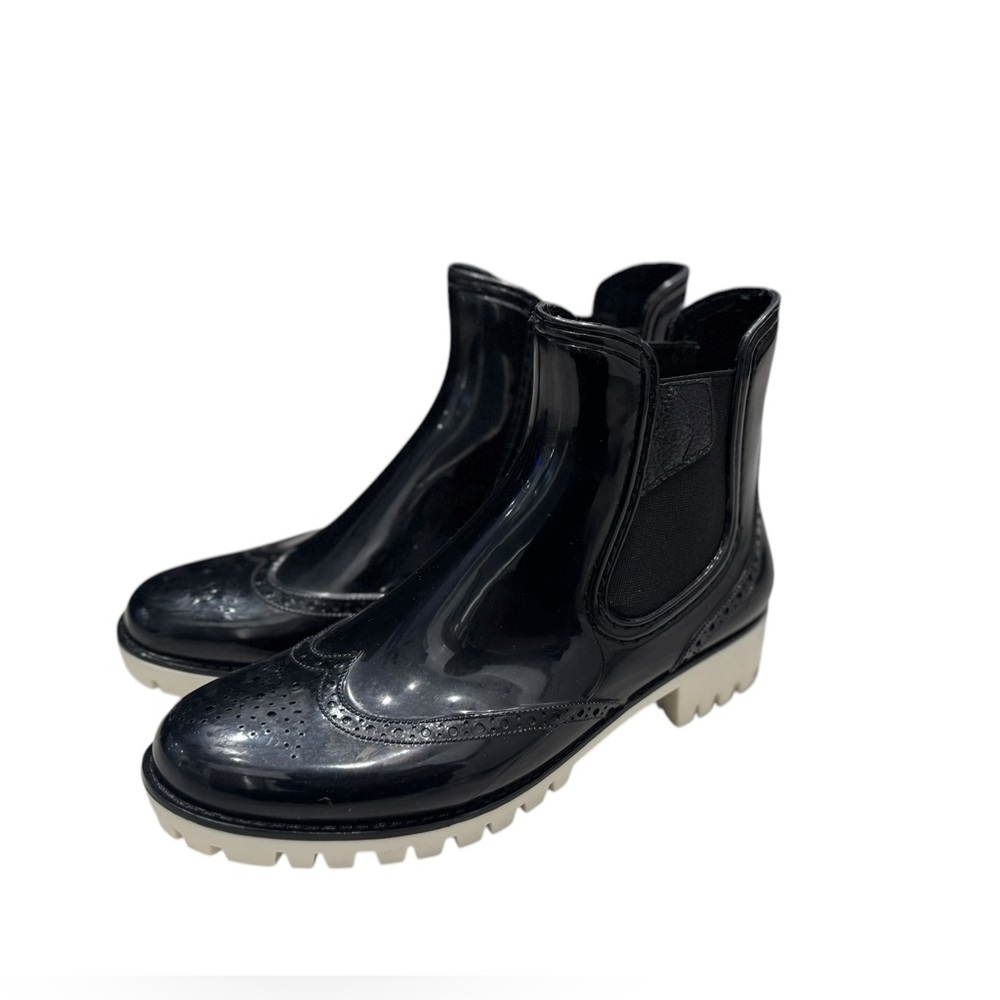 Men’s DAV Leeds Brogue Black & White Patent Leather Ankle Chunky Boots: 40/7-7.5